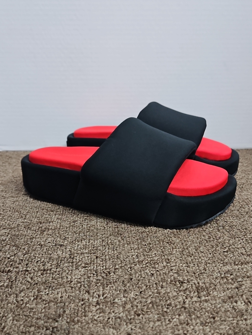 Y-3 Yohji Yamamoto Black Red Platform Slides Sz 8 Mens